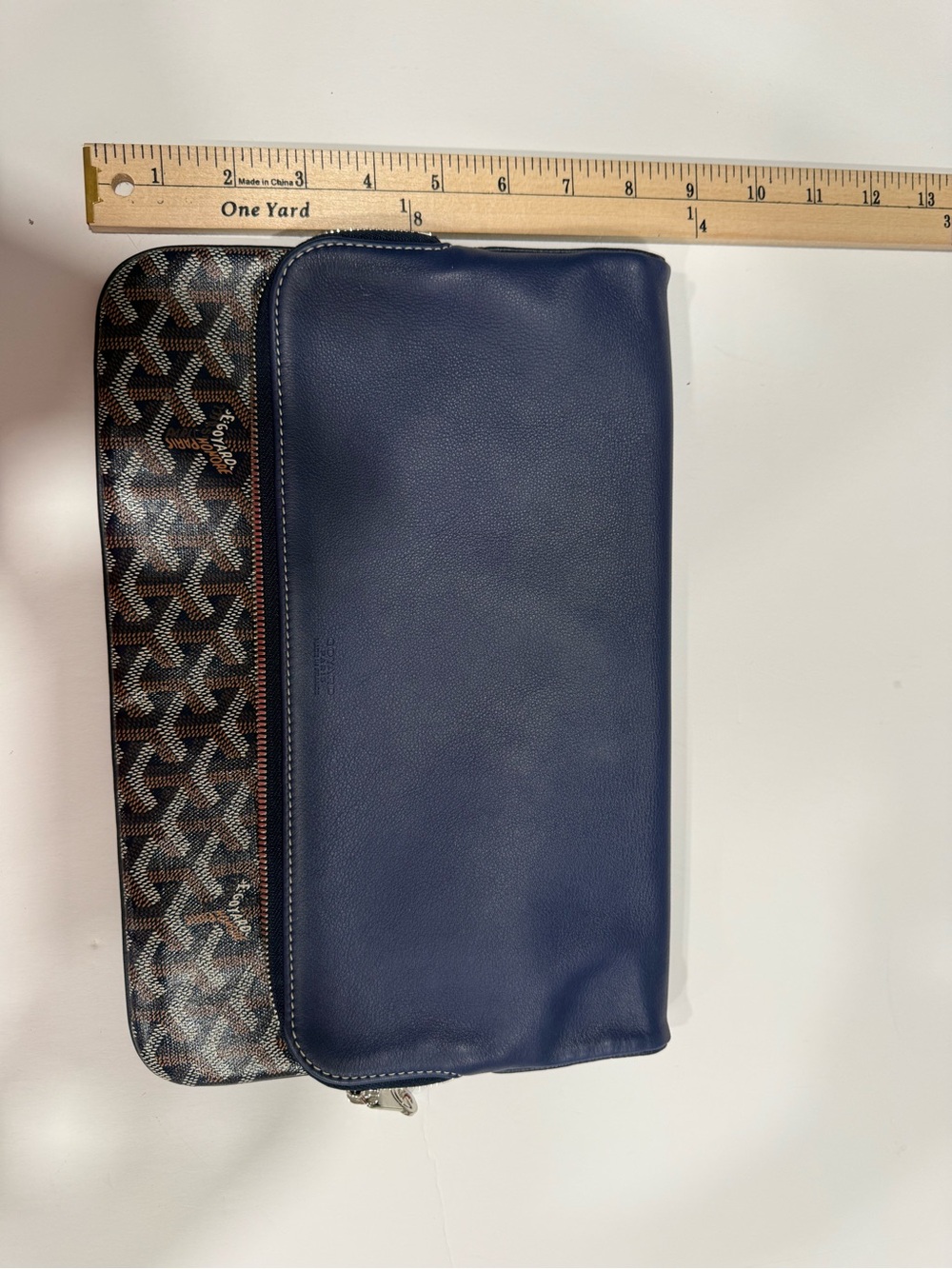 Goyard Navy and Brown Goyardine Zip Clutch - Picture 8 of 11